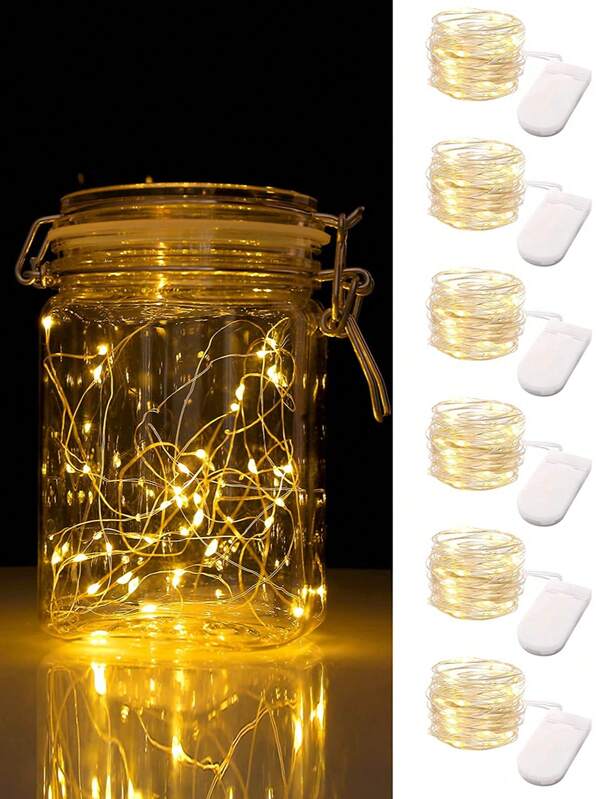 6/12 piezas Luces de hadas LED de alambre de cobre con diseño de cielo estrellado, alimentadas por batería, para boda, fiesta, interior, festival, aniversario, luces decorativas, decoraciones de regalo