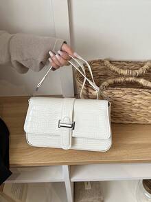 1pc Handbag New Fashion Handbag Joker Cowboy Long Stick Handbag New Advanced Texture Original Shoulder And Underarm Messenger Bag - White - View 3