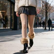 Faux Fur Cuffs For Boots, Short Boot Fur Covers, Boot Toppers For Women - Camel - View 4