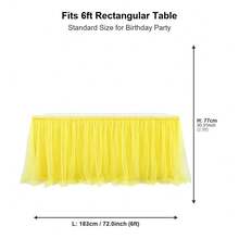 1pc Yellow Sheer Ruffle + Lining Table Skirt, Suitable For Rectangular And Round Dining Tables - Perfect For Birthday Parties, Weddings, Bridal Showers, Cake Tables, And All Celebration Events - Yellow - View 9