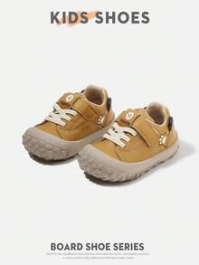 1 Pair Infant Toddler Panda Print Closed-Toe Hook & Loop Flat Casual Sneakers For Daily Wear And Outings [Select By Actual Cm Inner Length] - Yellow - View 3