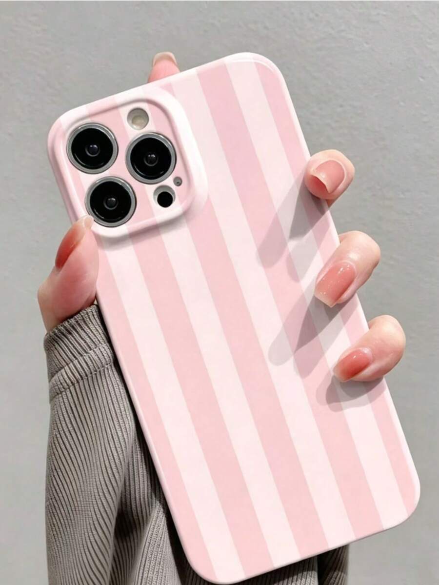 1pc Minimalist Girl Style Pattern Perforated Glossy Film Full Coverage Hard Phone Case Compatible With IPhone 11/12/13/14/15/16 Pro Max - Multicolor - View 1