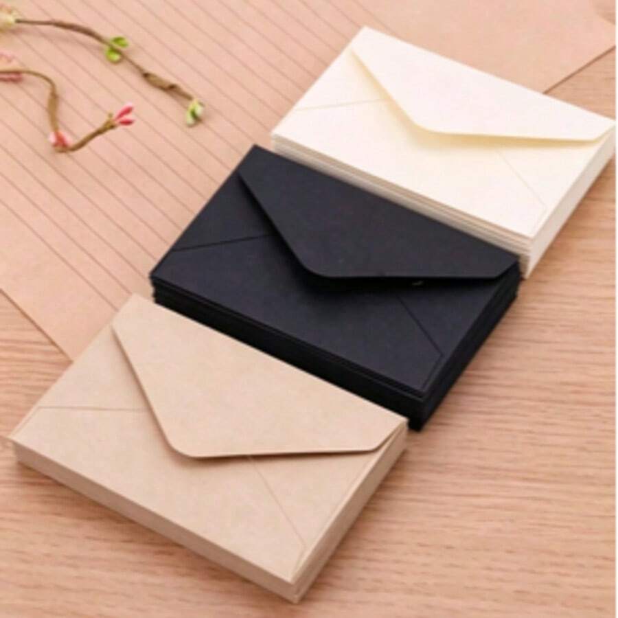 20-30PCS Vintage Square Mini Kraft Paper Envelopes, Fresh Small Greeting Cards, INS Style Storage For Love Letters, Invitations And Cards - Multicolor - View 1
