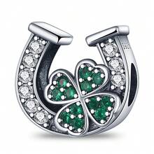 1pc S925 Sterling Silver Lucky Four-Leaf Clover Tree Of Life Bead, Horseshoe, Heart Tree, Infinity Symbol Multiple Styles, Inlaid With Emerald Green Zirconia And Green Enamel, Comes With Gift Box, Suitable For Bracelet Necklace DIY, Symbolizes Peace And Good Luck Gift Accessory - Multicolor - View 17