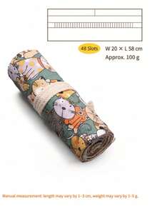 1 buah Kotak Pensil Gulung Kanvas Multi-Slot, Motif Kucing Kartun Lucu, Tas Penyimpanan Pensil Kapasitas Besar, Organizer Portabel untuk Sketsa, Menggambar, dan Mewarnai, Hadiah Mini untuk Kembali ke Sekolah dan Liburan Seni - Beraneka warna - View 12