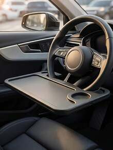 Portable Car Steering Wheel Food Tray Table, Universal Car Laptop And Tablet Holder Desk, In-Car Dining And Dinner Table Accessory, Suitable For Road Trips, Driving Breaks, Office Work - Multicolor - View 2