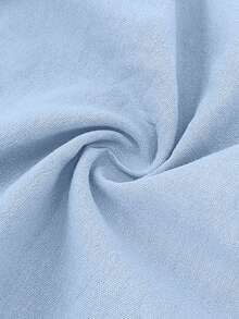 American Style New Summer Men's Loose Casual Linen Breathable Beach POLO Shirt Short Sleeve Shorts 2pcs Set - Baby Blue - View 6