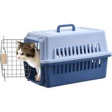 Multi-Colour Hard Plastic Pet Transit Box With Top Handle, 67*48*48cm Ventilated Pet Transport Cage With Wire Mesh Gate For Cats Small Dogs - Multicolor - View 1