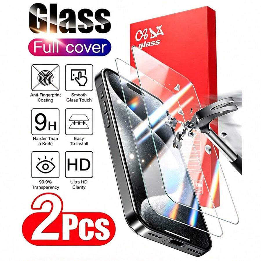 2 Packs High Hardness Scratch Resistant And Wear-Resistant Tempered Glass Screen Protector, Easy To Install, No White Edges. Compatible With IPhone 17/17 Pro Max/17 Pro/17 Air/17/16 Pro Max/16 Pro/16 Plus/16/15 Pro Max/15 Pro/15 Plus/15/14/13/12/11. Compatible With Samsung A15 5G, [International Version, Non Local Version]