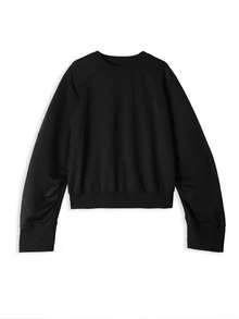 Setelan Kasual Wanita 2 Potong, Sweatshirt Lengan Panjang Longgar - Hitam - View 4