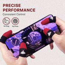 6pcs Sarung Jari Game Jahitan Merah & Hitam Anti Keringat Bernapas Pelindung Jempol Untuk Pemain Game Mobile COD Mobile Anti Selip - MultiWarna - View 5