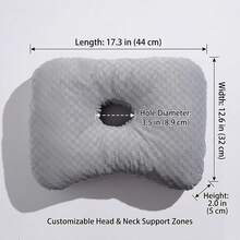 1 buah Bantal Telinga Busa Memori Berongga Motif Kupu-kupu Kotak-kotak Abu-abu Muda, Bantal Penopang Leher untuk Meredakan Tekanan Telinga Saat Tidur Miring, Untuk Penggunaan Tidur di Rumah - MultiWarna - View 3