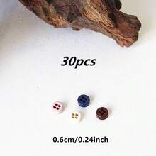 30入彩色迷你圓形四孔手縫鈕扣 DIY 手作髮飾鞋包衣飾裝飾鈕扣配件 - 30pcs 0.6cm深藍 - 查看 3