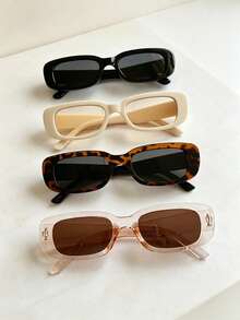 4 Pairs/3 Pairs/2 Pairs Vintage Women's Cat Eye Glasses, Black White Leopard Print Versatile Fashion Glasses Set - Small Square Frame - View 4