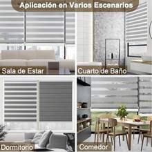 FHZLAJ Persiana Enrollable para Ventana, Roller Blinds para Ventanas Impermeable Doble Capa Persiana Horizontal Moderna Privacidad Pretection para Visión Noche Día Baño Cocina Sala de Estar, 180*100cm - Gris - Ver 3