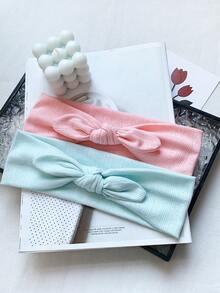 1pc Solid Color Hollow Rabbit Ear Bow Wide Band Headband With Diamond Lattice Jacquard Design, Soft Versatile Anti-Slip Headscarf For Spring/Summer Travel - Multicolor - View 7