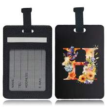 PU Leather Suitcase Tag With Hidden Card Slot Detachable Quick Release Strap Anti Scratch Wearproof Portable For Business Travel Overseas Trip Student Bag And All Luggage Sizes Initial Name Butterfly Letter 26 Letters Pattern - Black 1pc - View 28