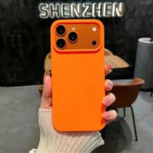 噴漆無框糖果色液態矽膠手機殼，分體設計大鏡頭開孔防指紋超薄殼，適用於 iPhone 17 16 15 14 13 Pro Max 12 Pro Max 11，多款節日禮物 - 橘色 - 查看 1