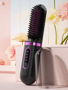 LCD Display, Plastic Ceramic Coating, Fast Heating, Adjustable Heat Settings, Wireless Hair Straightener, Portable Mini Home Hair Straightener, Wireless Ionic Hair Brush, 37 Spray Outlets, MCH Ceramic Heating 199°C 4-Level Temperature Control Anti-Scald Suitable For Travel And Home Use - A - View 14