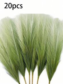 10pcs Artificial Reed Grass, Faux Fluffy Grass Stems, Bohemian Style Wedding Decor, Room Decor, Home Decor, Mother's Day Gift (Sage Green Gradient), Valentine's Day - Multicolor - View 10