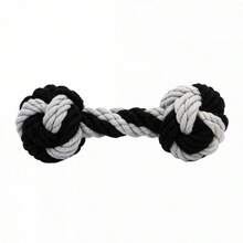 Juguete masticable de cuerda con nudo para perros, ideal para la dentición y la limpieza dental. Juguete de tira y afloja duradero. - Negro - Ver 4