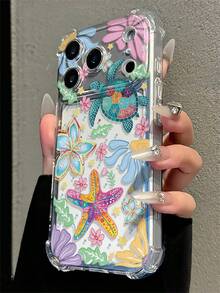手機殼－這款透明手機殼採用全螢幕設計，飾有海龜與海星圖案，相容於 Apple 18/18 Pro/18 Pro Max/17/17/17promax/11/12/13/14/15/16/17/Air/Pro/Pro Max/Plus，提供防摔與防刮保護 - 彩色 - 查看 3