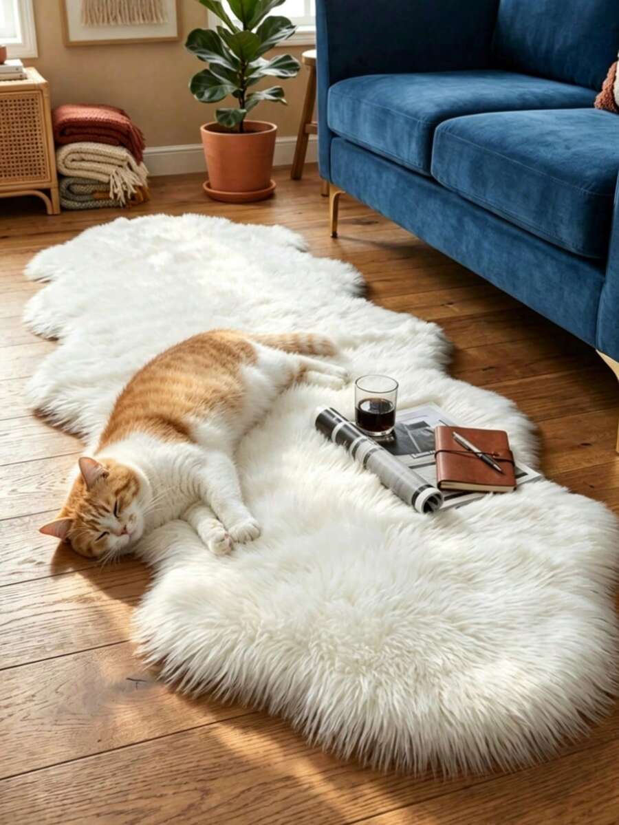 1pc White Wavy Decorative Rug, Valentine's Day Plush Bedroom Decor, Small Rug, Carpet, Love Home Decor, Living Room Rug, Living Room Small Rug, Bedroom Rug, Living Room Home Decor, Outdoor Rug, Washable Rug