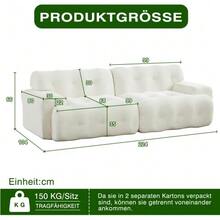 Cloud Sofa, Oversized Two-Seater – Wide Armrests And Modern Design With Button Tufting. Curved Sofa, Suitable For Living Rooms And Apartments. No Assembly Required. Beige - Beige - View 4