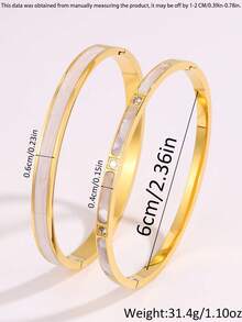 2 Styles Fashion Minimalist Stainless Steel Drip Oil Rhinestone Bracelet, Suitable For Holiday Gift Giving, Rich Colors And Fade-Resistant - Gold 2 - View 4