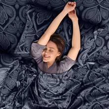 Lux Decor 6-Piece Paisley Bed Sheets High GSM Brushed Microfiber Sheets - Elevate Your Sleep Experience With 16-Inch-Deep Pocket Bedding Sheets & Pillowcases- Back To School- Graduation Gift- All Sizes Available- Winter Vibes, Christmas Decor, - 黑色 - 查看 6