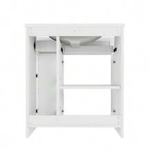 76 X 47 X 86 Cm, Freestanding Vanity Unit, Lacquered Surface, Waterproof Ceramic Basin, 8 Drawers, Soft-Close Runners, Soft-Close Hinges, Silver Handles, White. - White - View 9