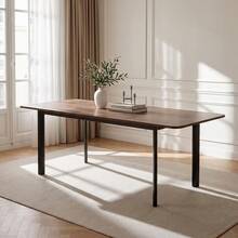 jiexi Expandable Dining Table, 160-200cm Walnut Rectangular Kitchen Table With Metal Legs, Space Saving For Living Room, Apartment - Walnut - View 1