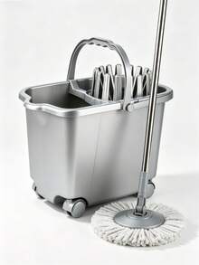 15L Plastic Mop Bucket, Rectangular Mop Tub With Built-In Wringer, Stackable To Save Space, Equipped With 4 Rolling Casters, Random Color Delivery, Portable Household Water Container, Perfect For Daily Mopping In Apartments And Bathrooms. - A - View 2