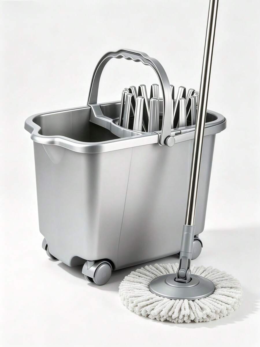 15L Plastic Mop Bucket, Rectangular Mop Tub With Built-In Wringer, Stackable To Save Space, Equipped With 4 Rolling Casters, Random Color Delivery, Portable Household Water Container, Perfect For Daily Mopping In Apartments And Bathrooms.