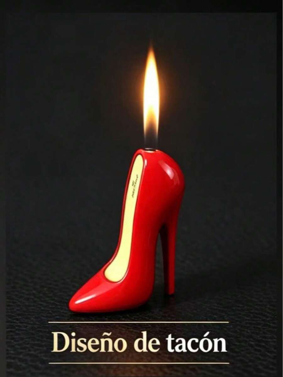 Encendedor Viral en Forma de Zapato de Tacón, Encendedor Recargable de Gas Butano, Diseño Elegante, Ideal para Regalo Sorpresa, Uso Diario Portátil - 9184 Tacón ROJO - Ver 1