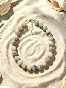 1pc European And American Bohemian Round Geometric Cloud Multicolor Beaded Necklace, Stainless Steel 18K Gold Lobster Clasp, Gift & Daily Wear - Handmade Resin Beaded Stainless Steel Necklace - View 37