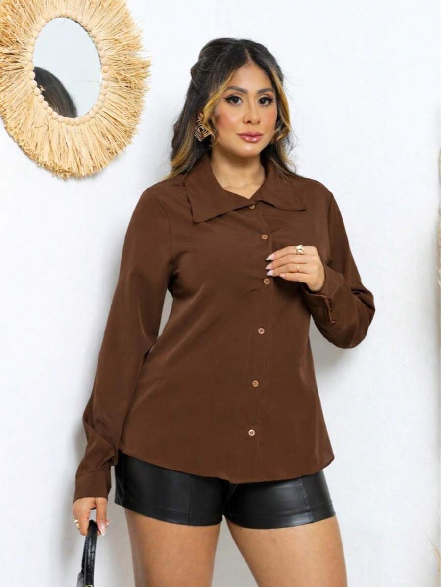 Women Blouses & Shirts - Rust Brown - View 1