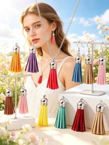 10/30/60/80/100pcs Multi-Color Bright Mixed Faux Suede Tassels With Gold Caps - Rainbow Keychain Charms, Suitable For DIY Jewelry, Crafts And Phone Lanyards, Jewelry Making Accessories - Tassel - View 12