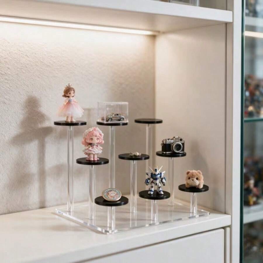 Transparent Acrylic Hand-Shaped Multi-Layer Display Stand With Adjustable Height Support, Round Desktop Riser Compatible With Perfume, Jewelry, Makeup, Also Suitable For Bedroom Vanity, Party Table Cupcake And Dessert Decoration - Multicolor - View 1
