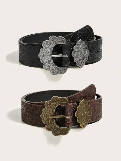 1 buah Sabuk Kulit Wanita Gaya Vintage Western dengan Gesper Ukir, Sabuk Pinggang Timbul Amerika, Sabuk Dekoratif Serbaguna Gaya Koboi untuk Jas, Gaun, Celana Jeans, Sabuk Kulit, Cocok untuk Pemakaian Sehari-hari, Jalan-jalan, Pesta, Pertemuan, Festival Musik
