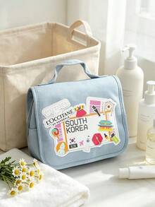 L'Occitane Women's Soft Fabric Zipper Makeup Bag, Daily Cosmetic Storage Bag, Waterproof Travel Toiletry Bag, 2 Designs Available, Skincare Gift Set - Dusty Blue - View 9