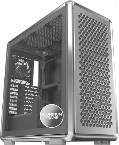 Cooler Master MasterFrame 600 Silver Freeform 2.0 - Half Tower, Paneles Laterales magnéticos, Interior Personalizable, GPU MAX, 410 mm  MAX, 420 mm Tipo C, Vidrio MF600-SGNN-S00
