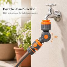 1pc 180° Rotating Threaded Garden Hose Adapter, Yard Faucet Accessory, Durable ABS Material, Fits 1/2in, 3/4in, 1in Threaded Faucets, Adjustable Water Direction; 4-Way Quick Connector, Suitable For European And American Garden Watering, Car Washing, Yard Cleaning, Quick Installation And Easy To Use - 1/4" Quick Connect Fitting - View 2