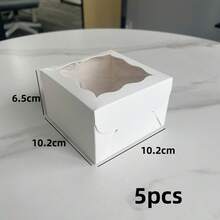 10pcs 4*4*2.5in Birthday Wedding Home Party Festival Heart-Shaped Wavy Transparent Window Dessert Table Gift Baking Pastry Packaging Box Thickened Cardboard Foldable Storage Gift Box Brown / White / Pink / Gold Multi-Color Optional - View 12