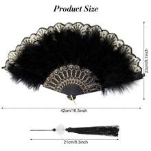 Artificial Feather Fan, Handheld Feather Fan, Vintage 1920s Style, Suitable For Masquerade, Stage Performance, Square Dance, Photography, Advertising, Qipao Show, Graduation Ceremony, Graduation Celebration, Travel Hiking Essential Portable Tool - Fan - View 5