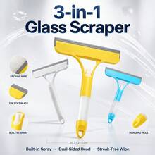 3-In-1 Multifunctional Glass Squeegee With Spray, Wipe And Squeegee Functions, Efficient Cleaning Tool For Windows, Mirrors And Bathroom Glass, One-Pole Design For Enhanced Cleaning Efficiency - Multicolor - View 1