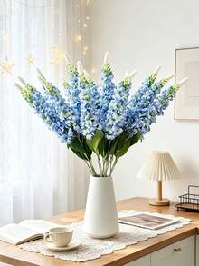 3/6Pcs Artificial Long Stem Hyacinth Fake Flowers, Suitable For Bedroom, Kitchen Decoration, DIY Flower Garlands, Autumn Decoration, Indoor/Outdoor Decoration,Table Decorations,Wedding Decor,Artificial Plants,Back-To-School Gift,Gifts For Women - Light Blue - View 3