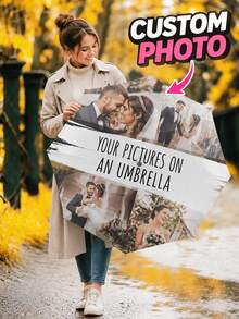 1pc Personalized Photo Customized Umbrella, DIY Custom Image Automatic Folding Umbrella, 8-Rib Windproof Portable, Auto Open Close, Custom Picture Text Logo For Wedding, Anniversary Gift, Engagement Gift, Couple Memorial, Pet Photos, Unique Gift - Multicolor - View 4