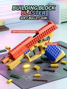 DIY積木泡沫發射器玩具,可拆卸積木外殼附互動彈出功能,室內外互動遊戲玩具,適合作為青少年男孩的生日、萬聖節、聖誕節禮物 - 彩色 - 查看 7