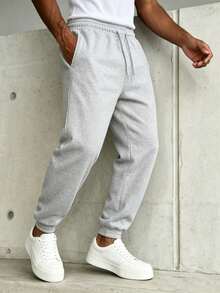 Men's Spring/Autumn Casual Sports Pants With Loose Cuffed Design, Good Drape, Suitable For Indoor And Outdoor Wear - Light Grey - View 2